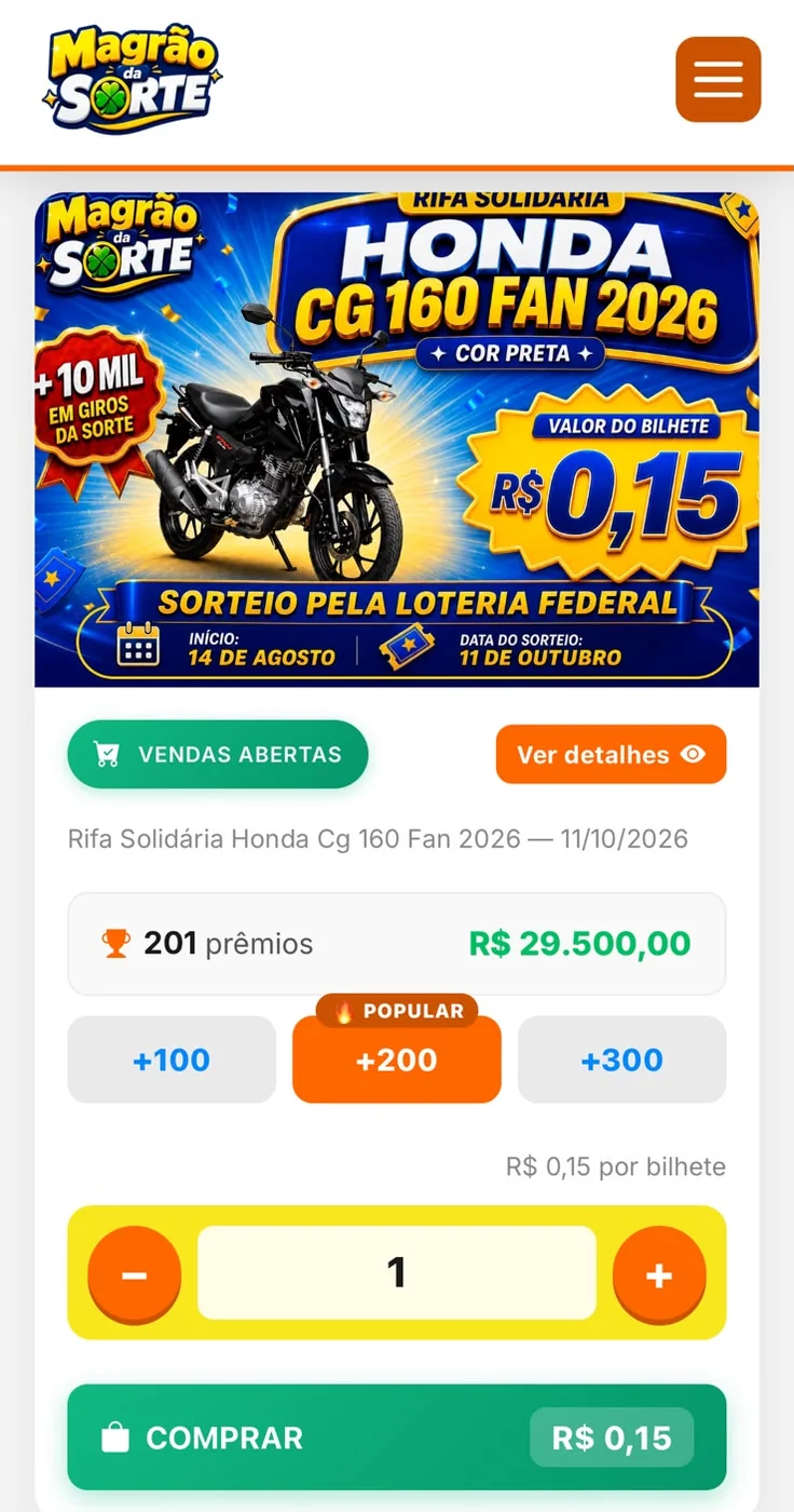 Sorteios Filantrópicos — tela 2